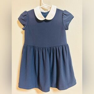 Ralph Lauren Baby Girl Dress 12M Navy Peter Pan Collar Classic Church Dress